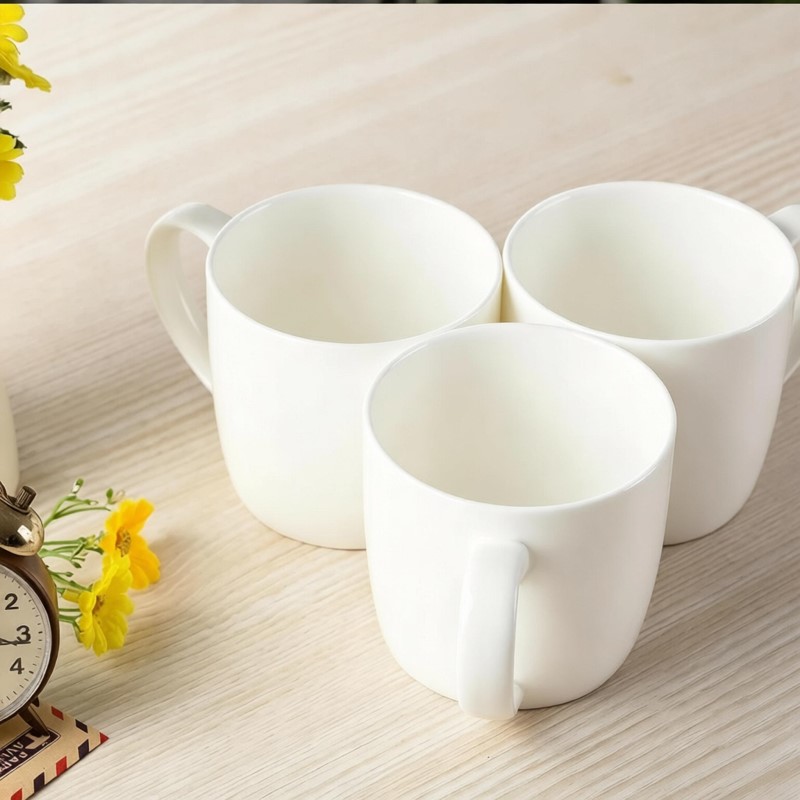 Sublimation Mug White - 300ML, 3 adet/grup, düz beyaz kemik